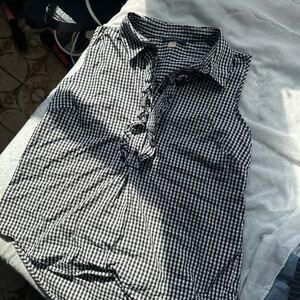 Tommy Hilfiger Black and White Checkered Collared Top
